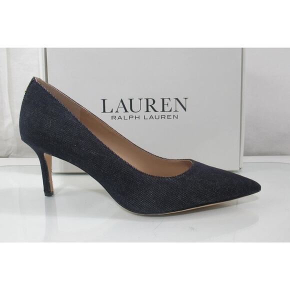 LAUREN Ralph Lauren Lanette Pointed Toe Pumps Heels Blue Denim Size 10 - Picture 1 of 10